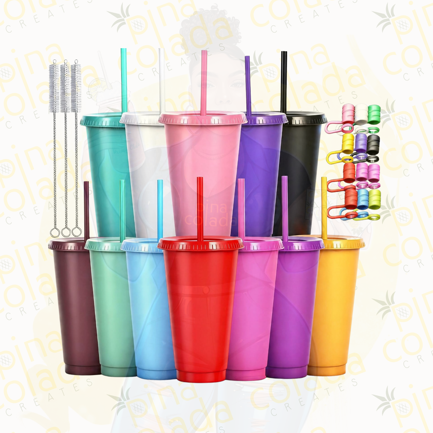 Personalized Reusable Plastic Cup with Lid & Straw – 16 oz / 24 oz