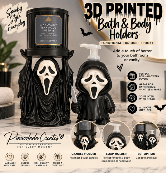 3D Printed Horror Mask Soap & Candle Holder Set