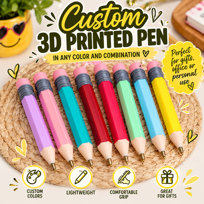Custom 3D Printed Pencil Pens – Choose Your Colors