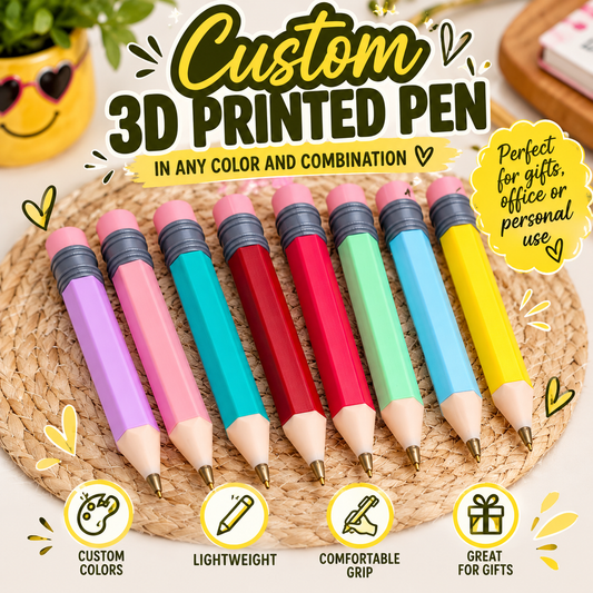 Custom 3D Printed Pencil Pens – Choose Your Colors