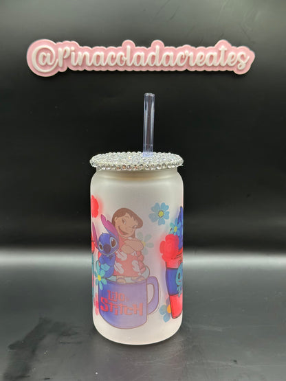 Lilo And Stitch Frosted Glass Can