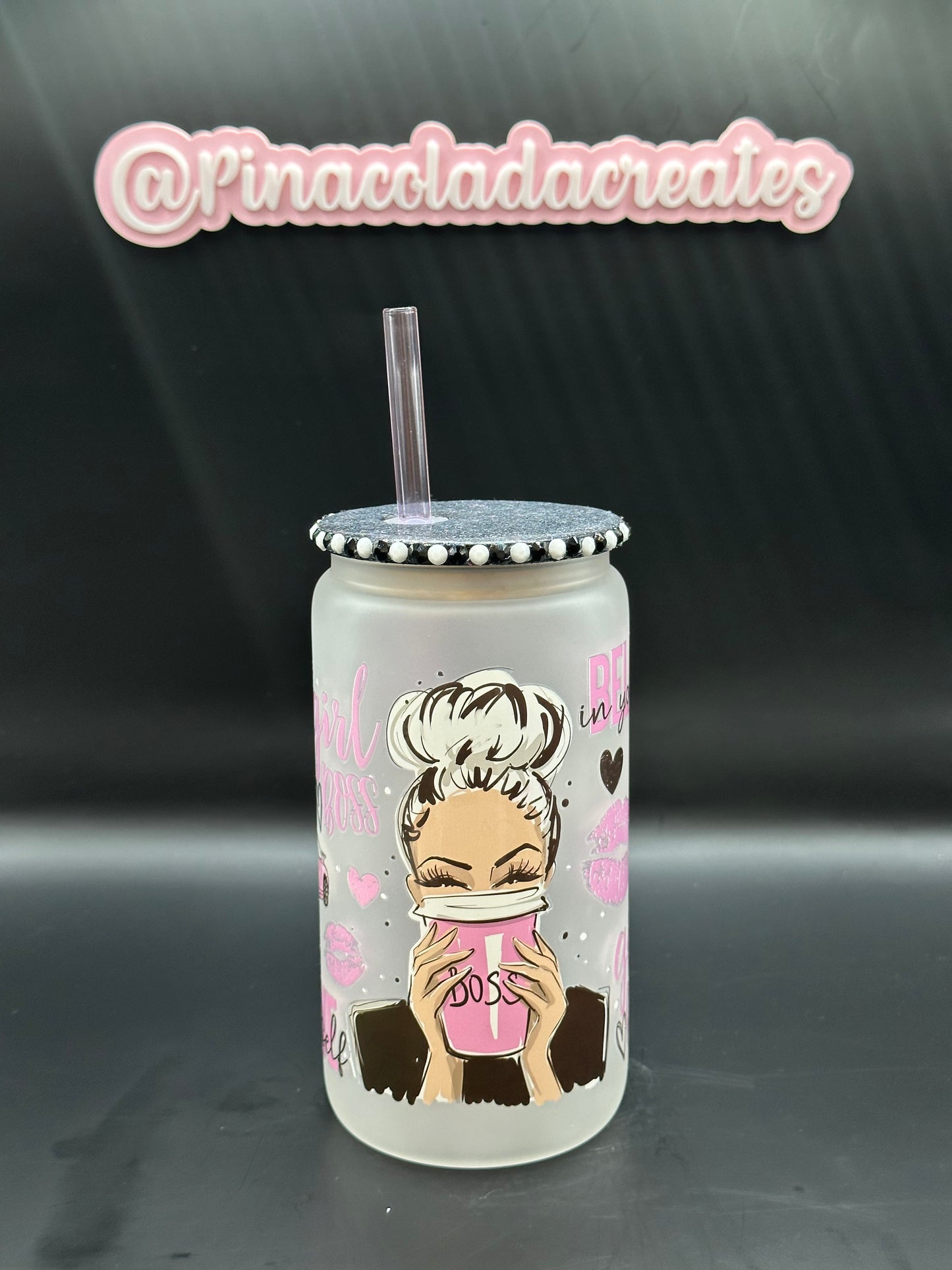 Girl Boss Frosted Glass Can