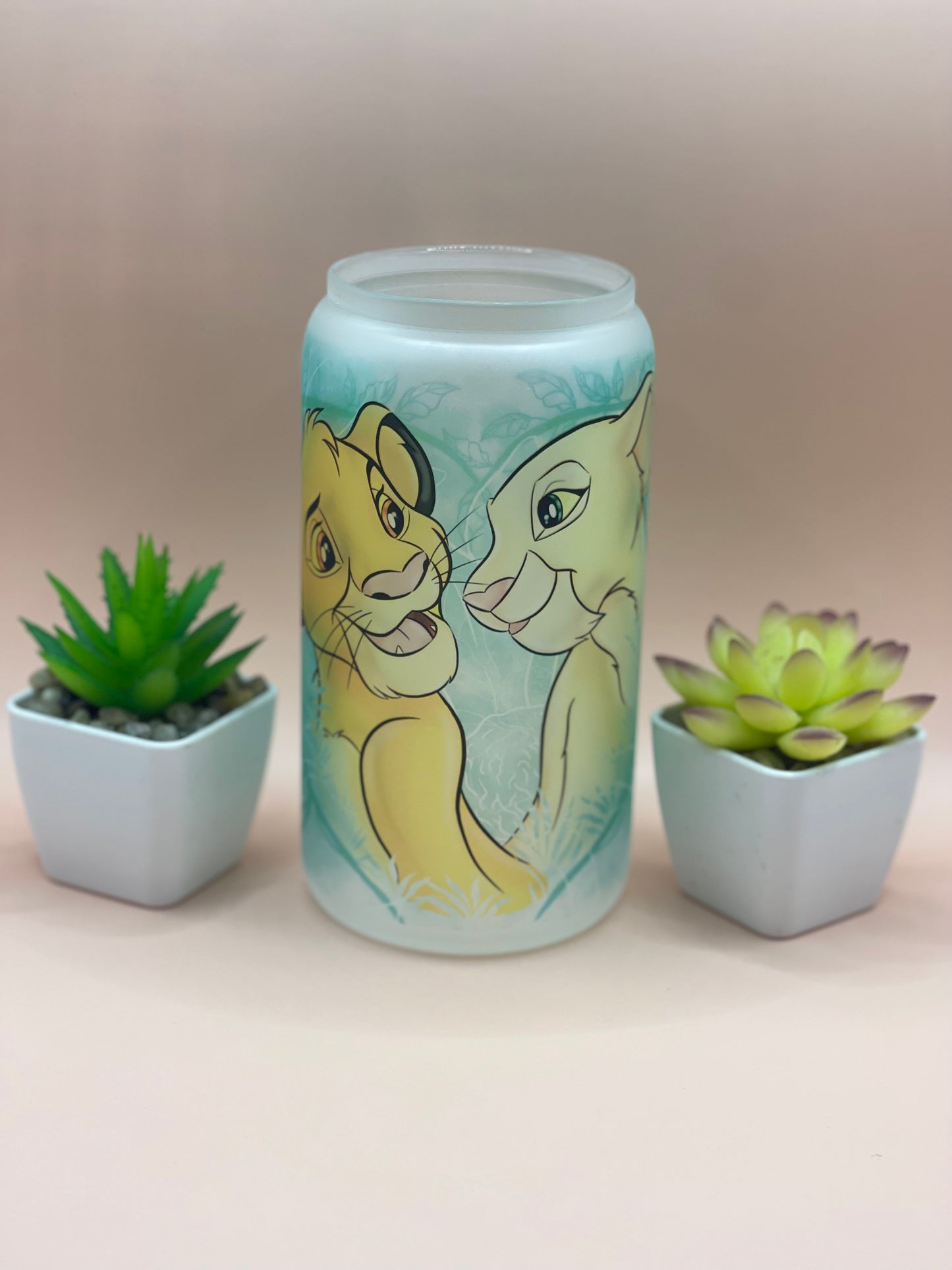 Lion King Frosted Glass Can