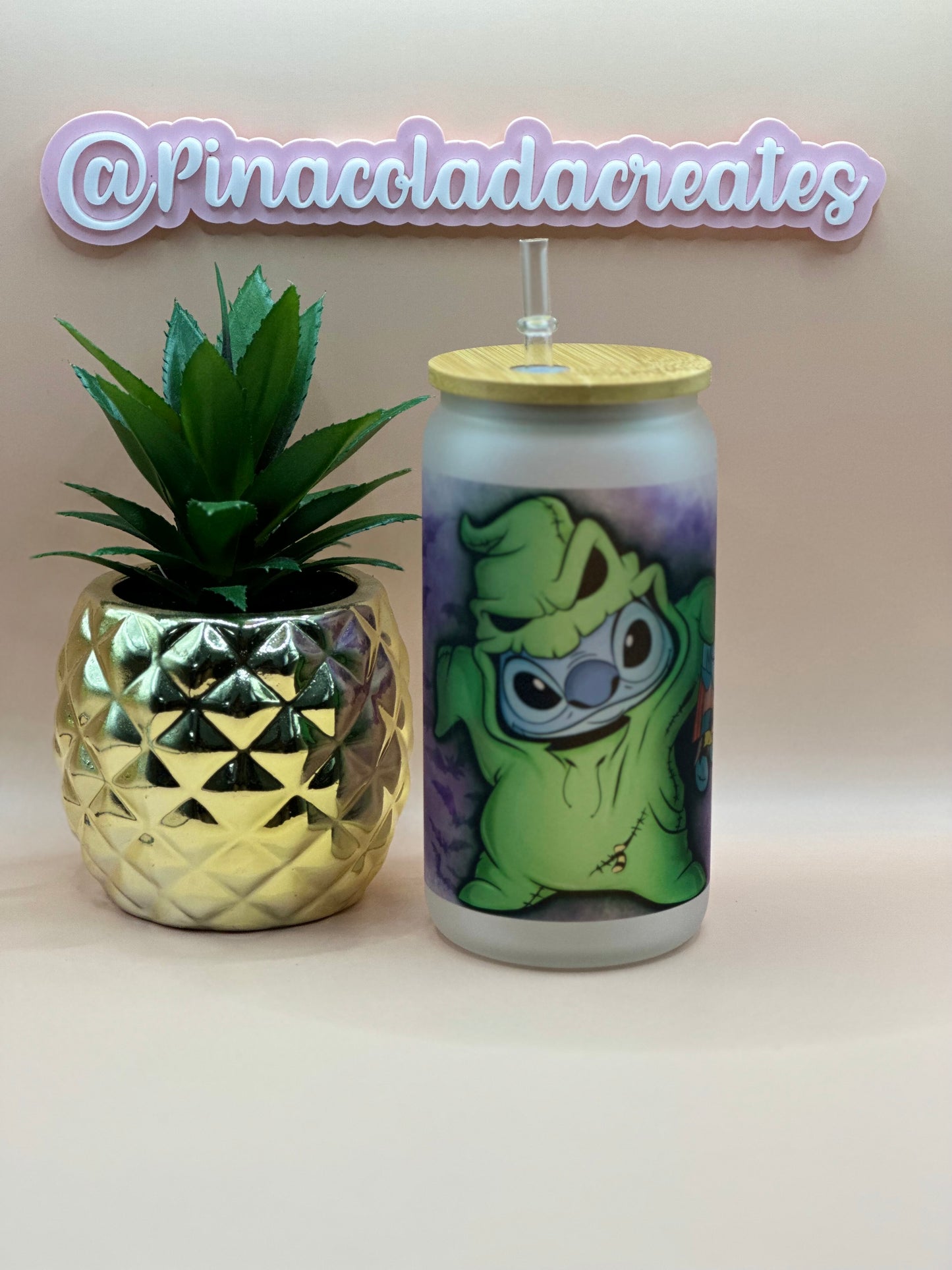 Stitch Oggie Boogie Frosted Glass Can