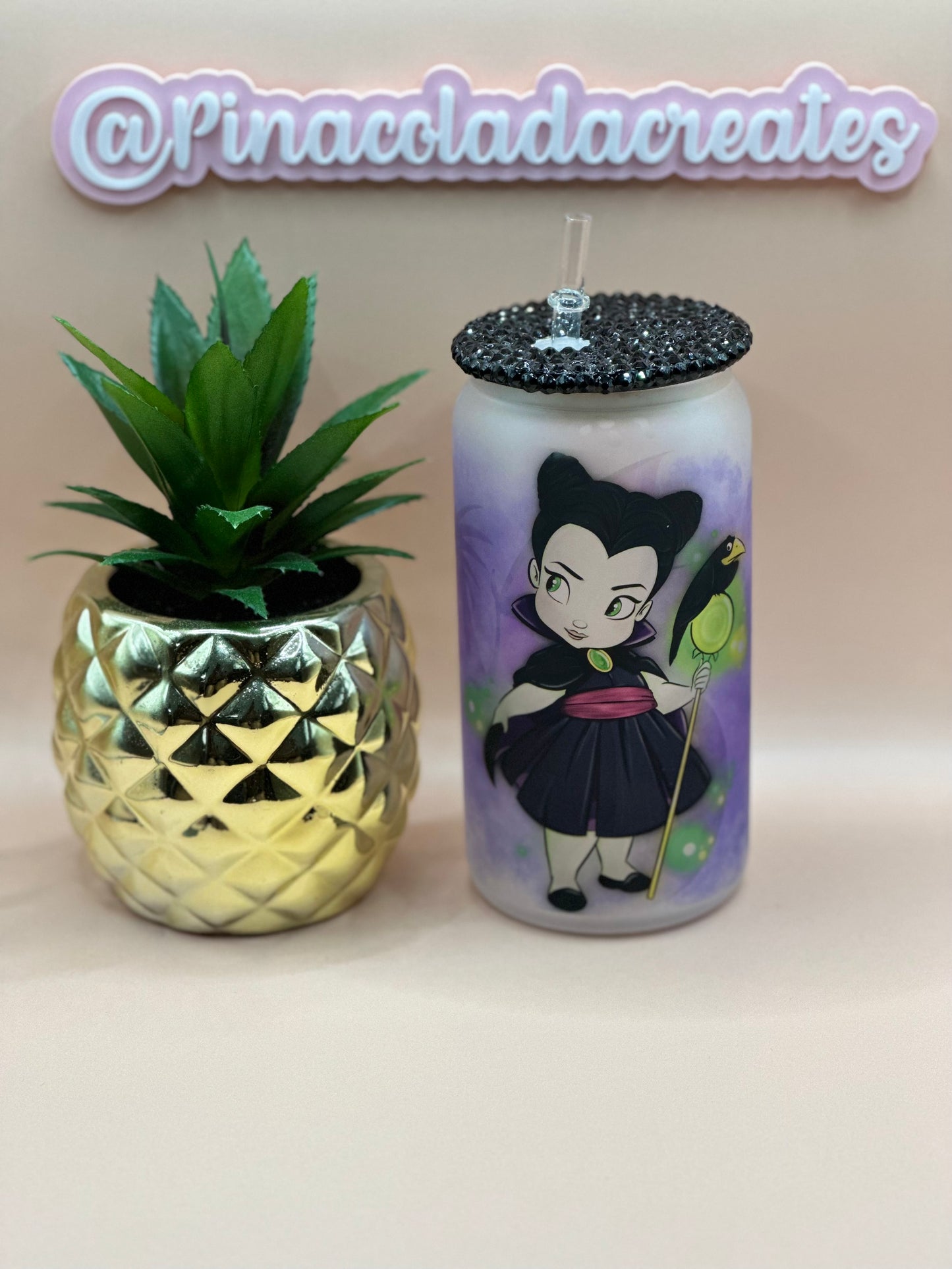 Maleficent Frosted Glass Can