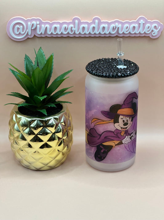 Witch Minnie Frosted Glass Can