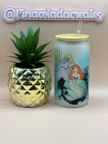 Little Mermaid Frosted Glass Can