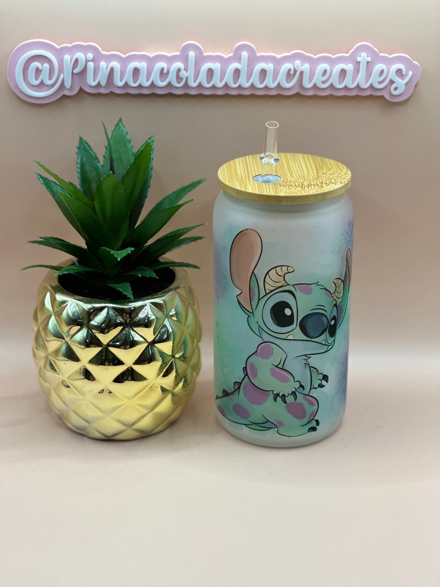 Sullivan Stitch Frosted Glass Can