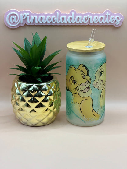 Lion King Frosted Glass Can