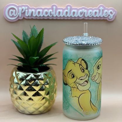 Lion King Frosted Glass Can