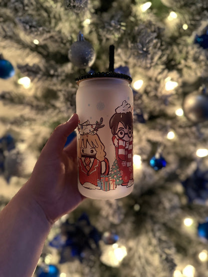 Christmas Harry Potter Frosted Glass Can