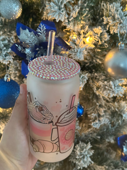 Cafecito y Chisme Frosted Glass Can